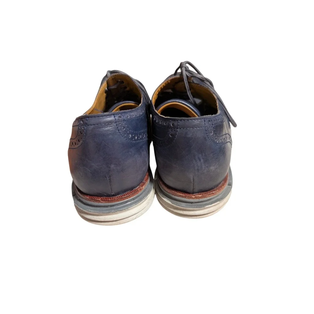 Cole Haan Original Grand Wingtip Oxford Navy‎ Blue Leather Mens Dress Shoes